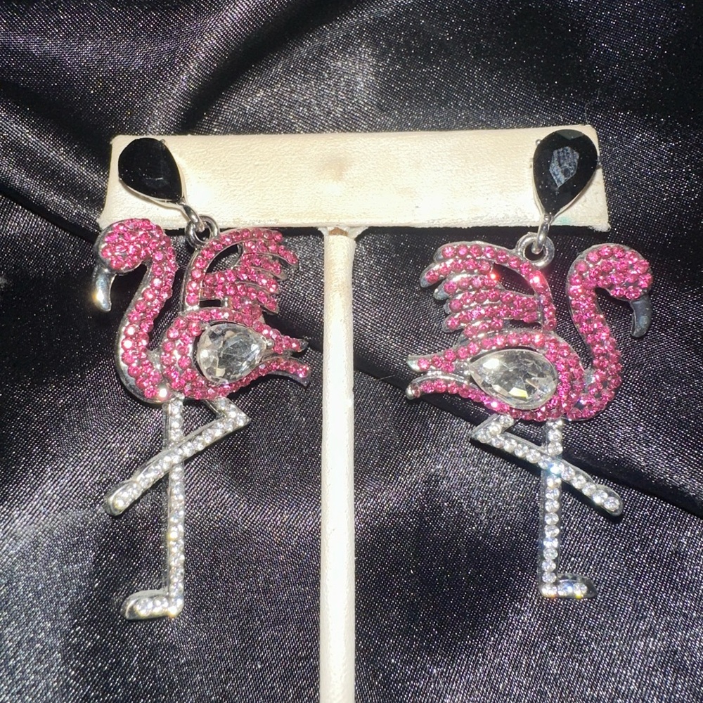 Pink Flamingo Crystal Earrings